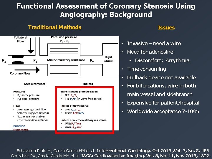 Functional Assessment of Coronary Stenosis Using Angiography: Background Traditional Methods Issues • Invasive –