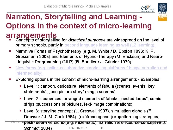 Didactics of Microlearning - Mobile Examples Narration, Storytelling and Learning Options in the context
