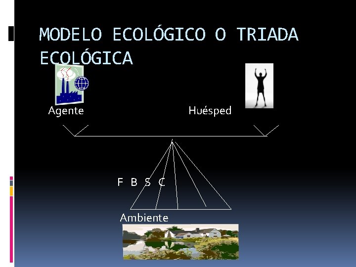 MODELO ECOLÓGICO O TRIADA ECOLÓGICA Agente Huésped F B S C Ambiente 