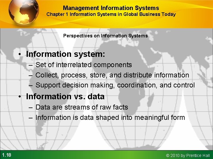 Management Information Systems Chapter 1 Information Systems in Global Business Today Perspectives on Information