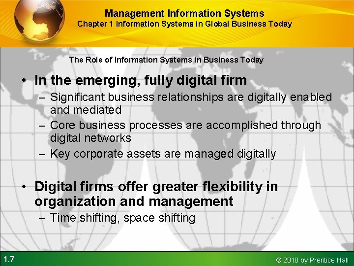 Management Information Systems Chapter 1 Information Systems in Global Business Today The Role of