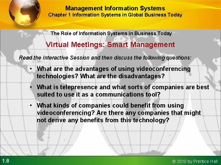 Management Information Systems Chapter 1 Information Systems in Global Business Today The Role of