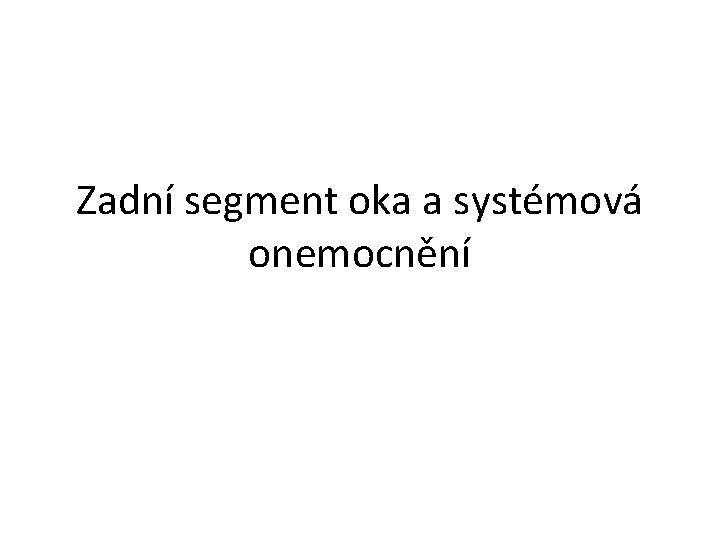 Zadní segment oka a systémová onemocnění 