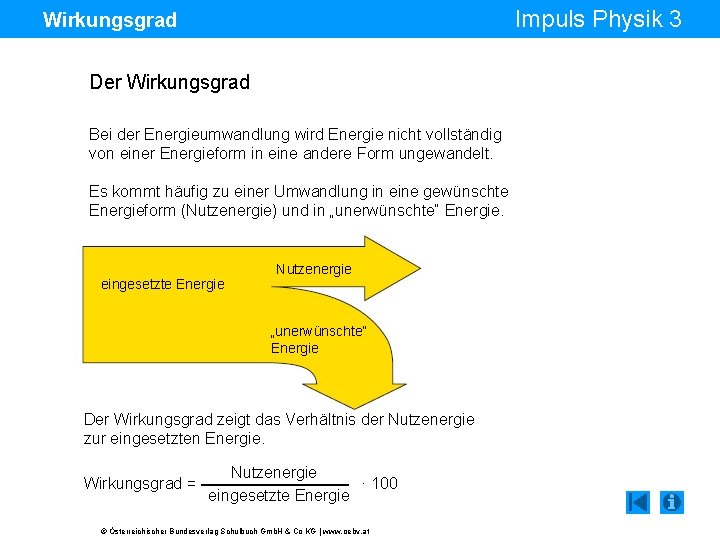 Impuls Physik 3 Wirkungsgrad Der Wirkungsgrad Bei der Energieumwandlung wird Energie nicht vollständig von