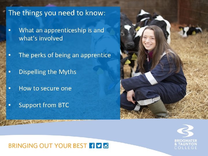 The things you need to know: • What an apprenticeship is and what’s involved