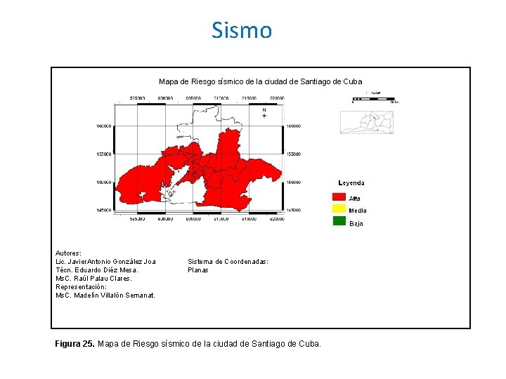 Sismo Mapa de Riesgo sísmico de la ciudad de Santiago de Cuba Autores: Lic.