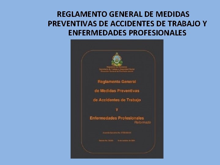 REGLAMENTO GENERAL DE MEDIDAS PREVENTIVAS DE ACCIDENTES DE TRABAJO Y ENFERMEDADES PROFESIONALES 