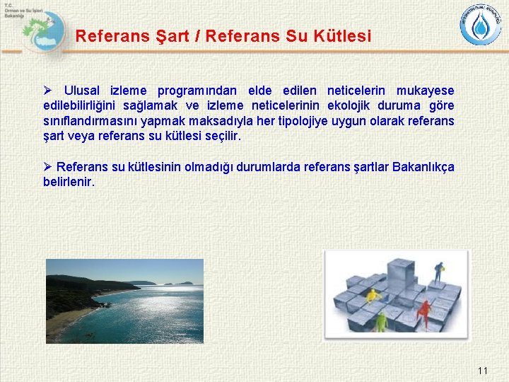 Referans Şart / Referans Su Kütlesi Ø Ulusal izleme programından elde edilen neticelerin mukayese