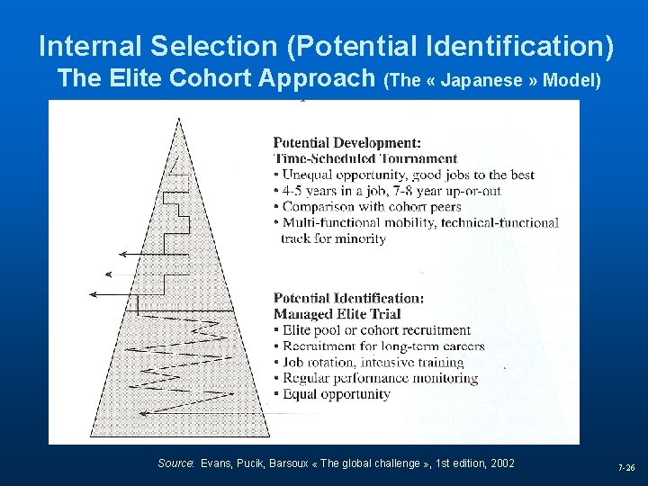 Internal Selection (Potential Identification) The Elite Cohort Approach (The « Japanese » Model) Source: