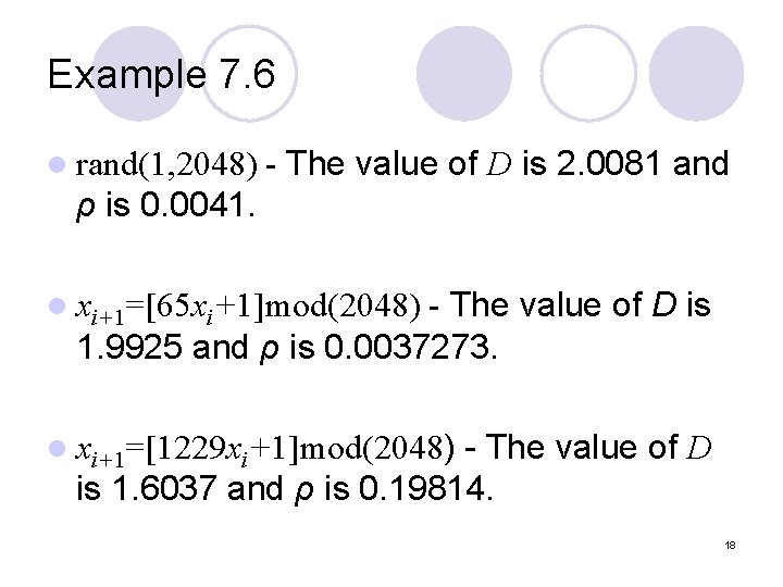 Example 7. 6 l rand(1, 2048) - The value of D is 2. 0081