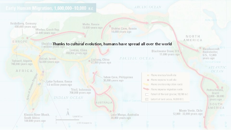 Thanks to cultural evolution, humans have spread all over the world Thanks to cultural evolution, humans have spread all over the world