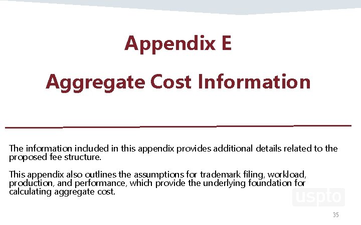 Appendix E Aggregate Cost Information The information included in this appendix provides additional details