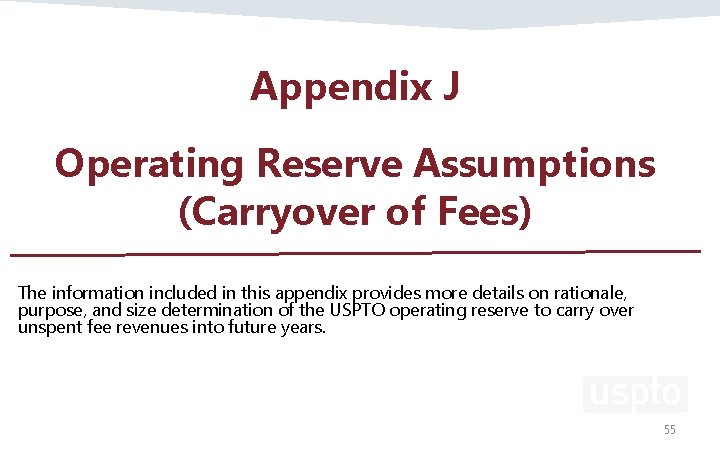 Appendix J Operating Reserve Assumptions (Carryover of Fees) The information included in this appendix