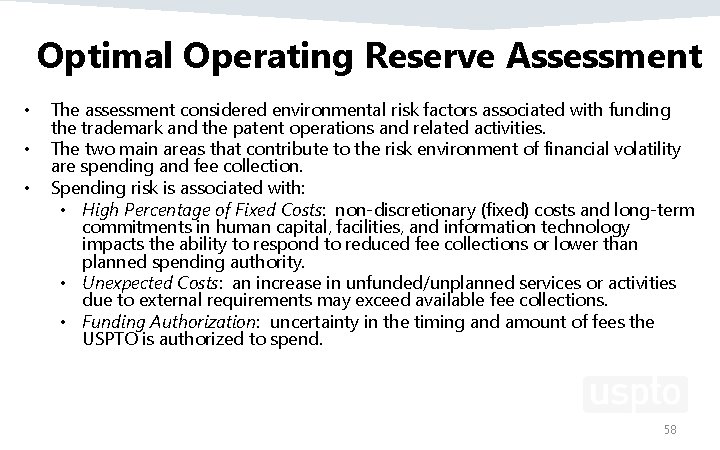 Optimal Operating Reserve Assessment • • • The assessment considered environmental risk factors associated