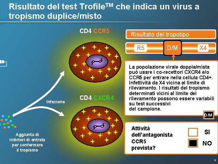 Risultato del test Trofile. TM che indica un virus a tropismo duplice/misto CD 4 Risultato del test Trofile. TM che indica un virus a tropismo duplice/misto CD 4