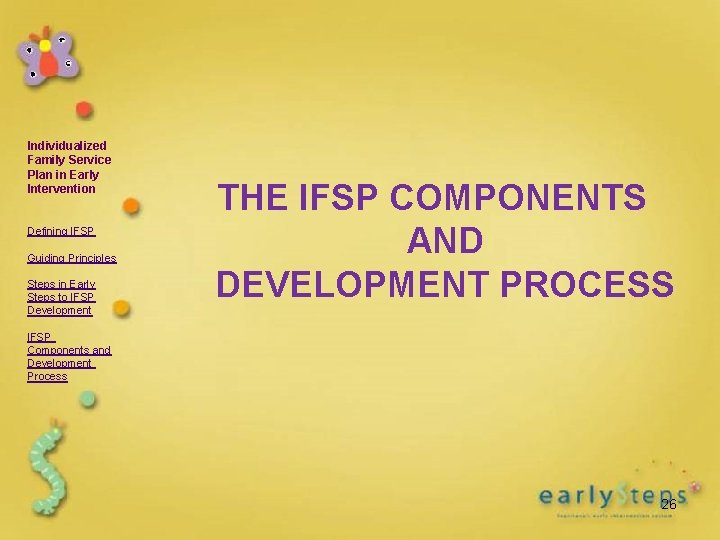Individualized Family Service Plan in Early Intervention Defining IFSP Guiding Principles Steps in Early