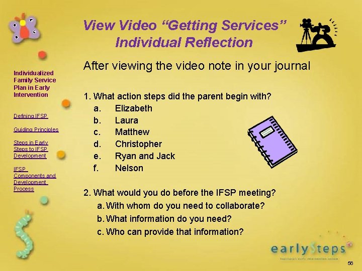 View Video “Getting Services” Individual Reflection Individualized Family Service Plan in Early Intervention Defining
