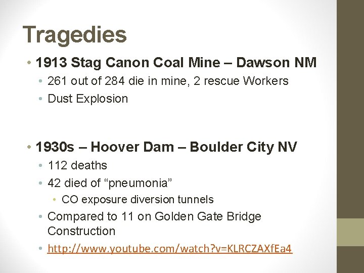 Tragedies • 1913 Stag Canon Coal Mine – Dawson NM • 261 out of