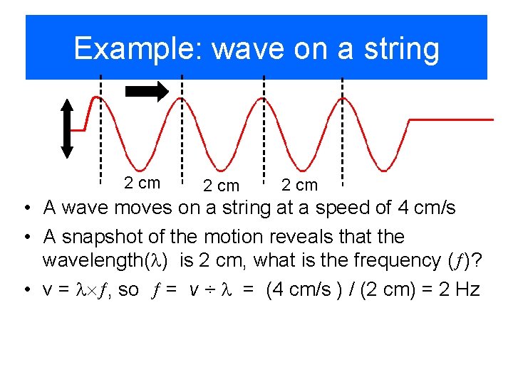 Example: wave on a string 2 cm • A wave moves on a string