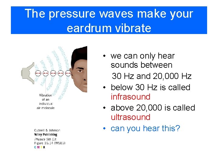 The pressure waves make your eardrum vibrate • we can only hear sounds between