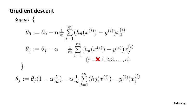 Gradient descent Repeat Andrew Ng 