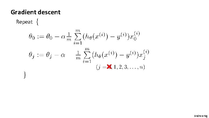 Gradient descent Repeat Andrew Ng 