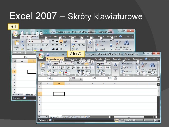 Excel 2007 – Skróty klawiaturowe Alt+G 
