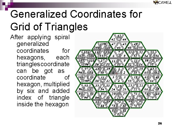 Generalized Coordinates for Grid of Triangles After applying spiral generalized coordinates for hexagons, each Generalized Coordinates for Grid of Triangles After applying spiral generalized coordinates for hexagons, each