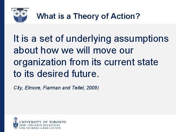 What is a Theory of Action? It is a set of underlying assumptions about