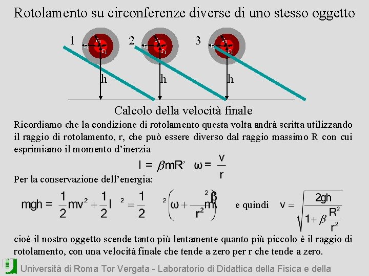 Rotolamento su circonferenze diverse di uno stesso oggetto 1 r 3 r 2 r