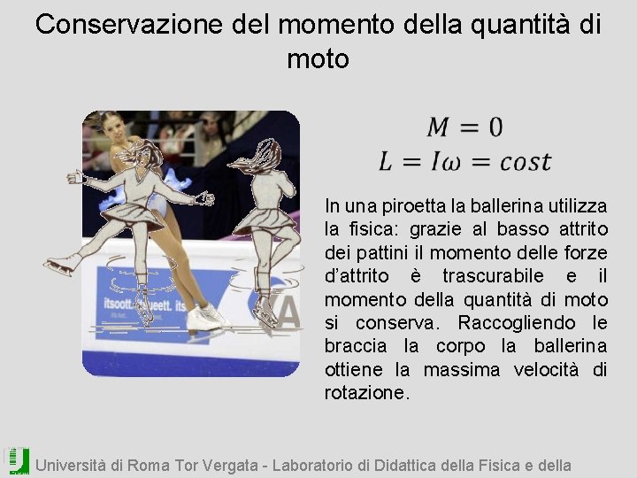 Conservazione del momento della quantità di moto In una piroetta la ballerina utilizza la