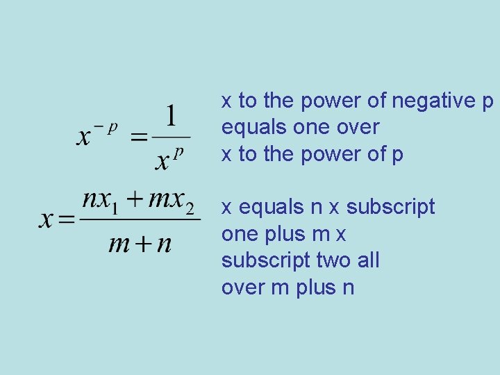 x to the power of negative p equals one over x to the power