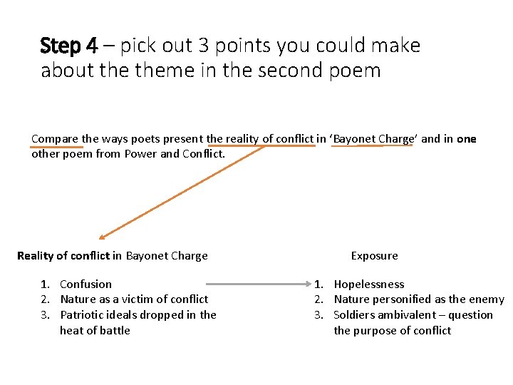 Step 4 – pick out 3 points you could make about theme in the