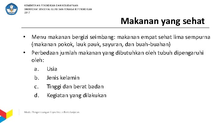 Makanan yang sehat • Menu makanan bergizi seimbang: makanan empat sehat lima sempurna (makanan