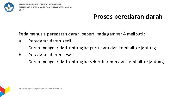 Proses peredaran darah Pada manusia peredaran darah, seperti pada gambar 4 meliputi : a.