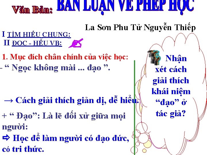 I TÌM HIỂU CHUNG: II ĐỌC - HỂU VB: La Sơn Phu Tử Nguyễn