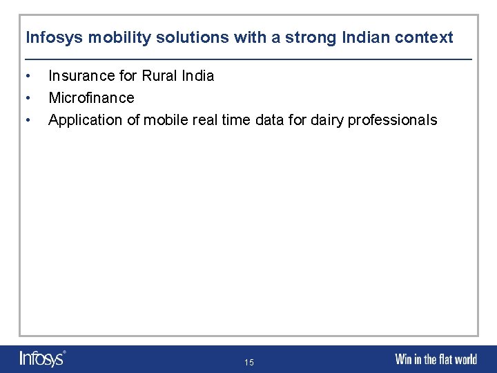 Infosys mobility solutions with a strong Indian context • • • Insurance for Rural