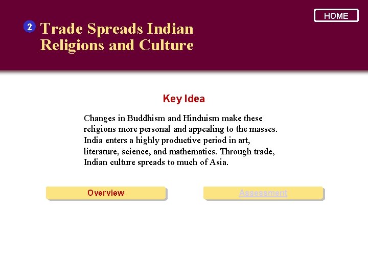 2 HOME Trade Spreads Indian Religions and Culture Key Idea Changes in Buddhism and