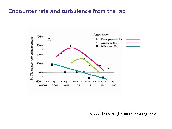 Encounter rate and turbulence from the lab Saiz, Calbet & Broglio Limnol Oceanogr 2003
