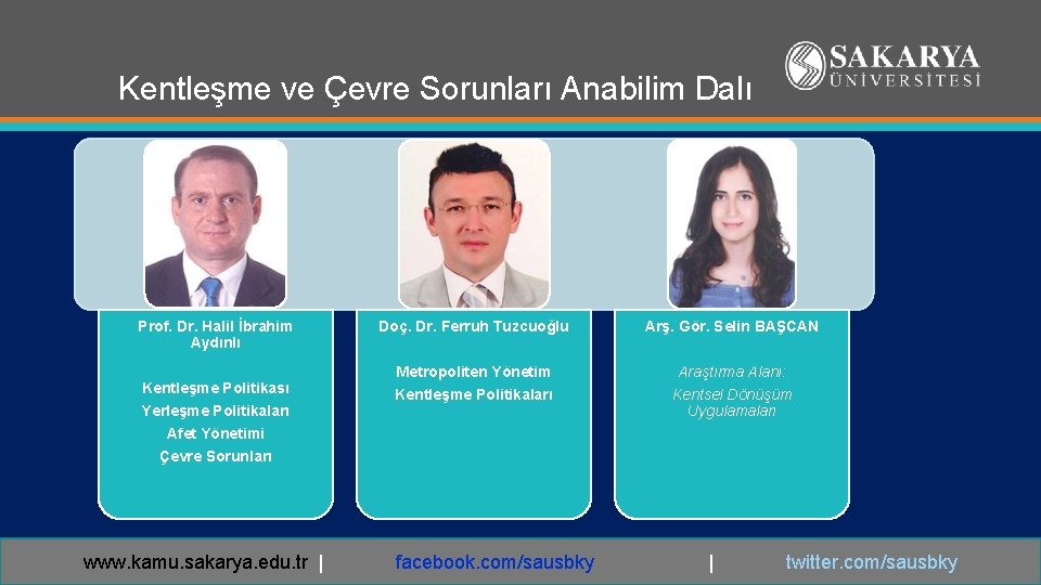 Kentleşme ve Çevre Sorunları Anabilim Dalı Prof. Dr. Halil İbrahim Aydınlı Kentleşme Politikası Yerleşme