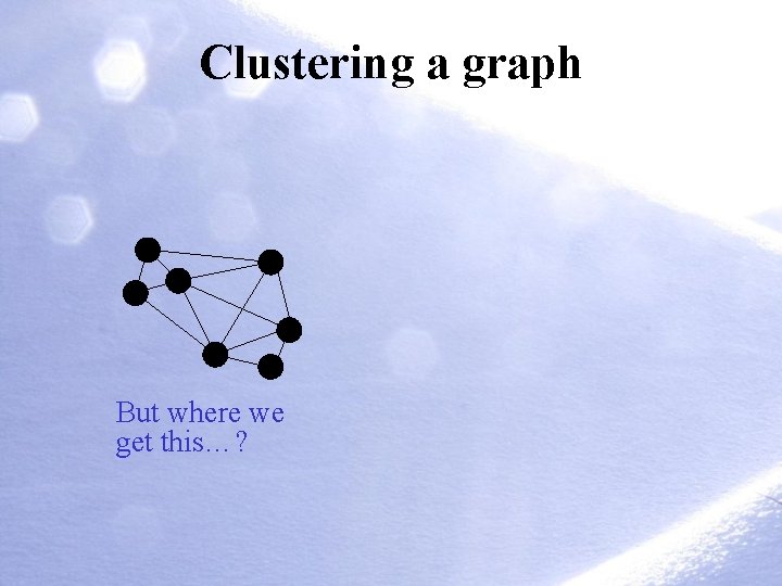 Clustering a graph But where we get this…? 