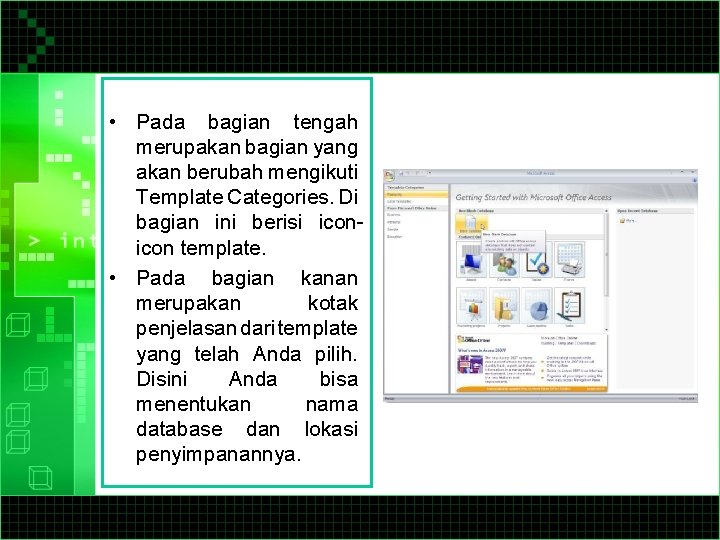 • Pada bagian tengah merupakan bagian yang akan berubah mengikuti Template Categories. Di