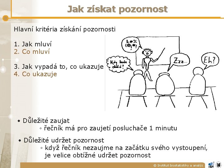 Jak získat pozornost Hlavní kritéria získání pozornosti 1. Jak mluví 2. Co mluví 3. Jak získat pozornost Hlavní kritéria získání pozornosti 1. Jak mluví 2. Co mluví 3.