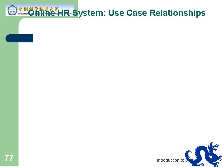 Online HR System: Use Case Relationships 77 Introduction to UML 