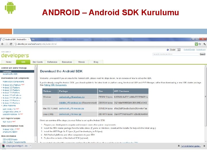 ANDROID – Android SDK Kurulumu 