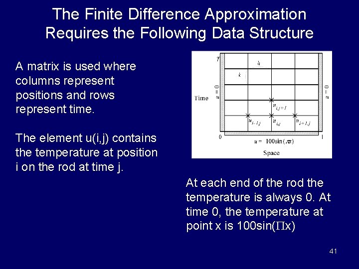 The Finite Difference Approximation Requires the Following Data Structure A matrix is used where