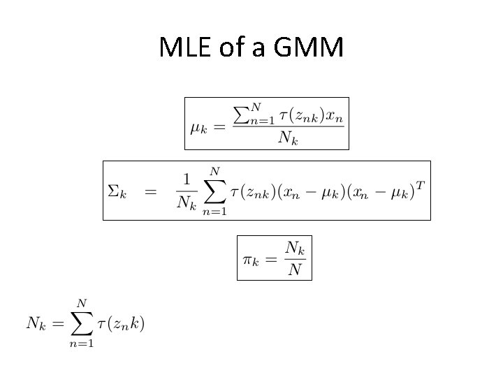 MLE of a GMM MLE of a GMM