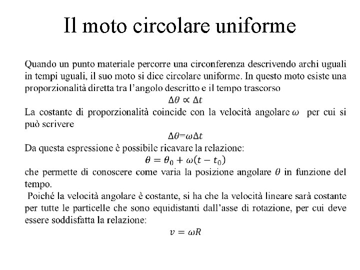 Il moto circolare uniforme 