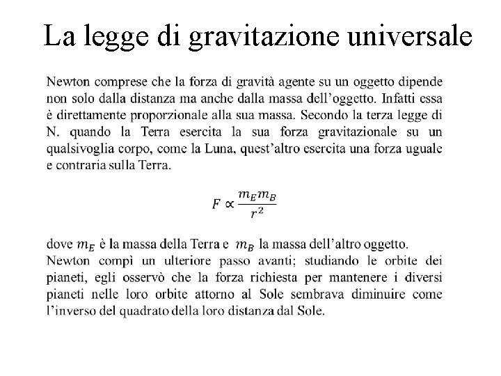 La legge di gravitazione universale 