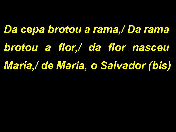 Da cepa brotou a rama, / Da rama brotou a flor, / da flor